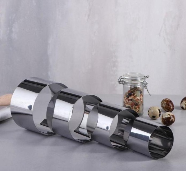 Набор форм для бенто-тортов, высота 8,5 см, диаметры колец: 10 см, 9 см, 7,5 см, 6 см