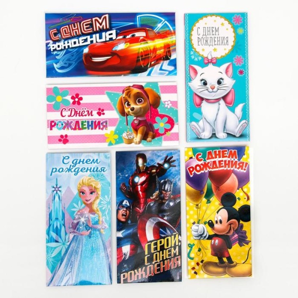 Конверт для денег "Disney" голубой, 17 х 8,5 см, в ассортименте, 1 шт