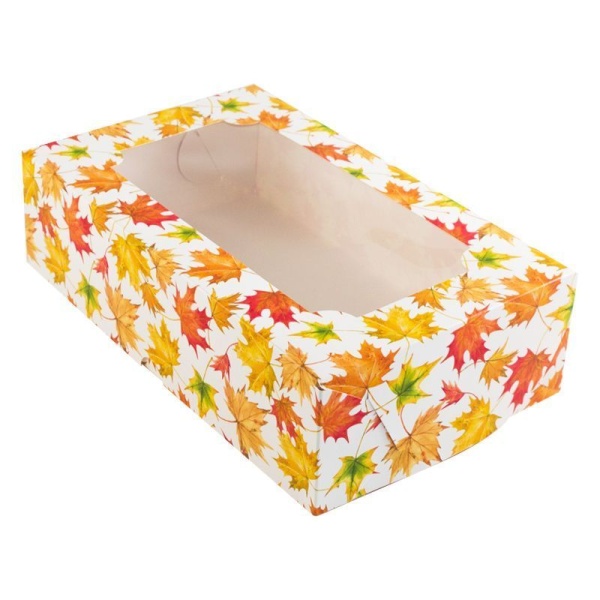 Коробка для зефира "Кленовый лист" с окном 250*150*70 мм