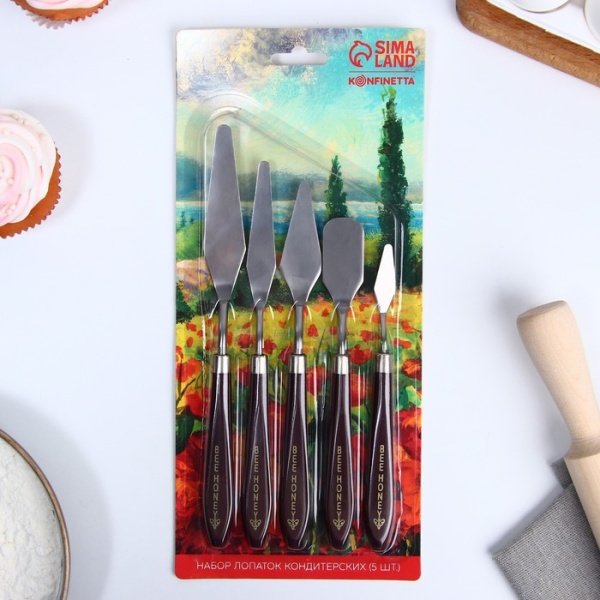 Набор лопаток кондитерских Доляна, мастихины, 5 шт, 22×2×1,5 см Набор лопаток кондитерских Доляна, мастихины, 5 шт, 22×2×1,5 см