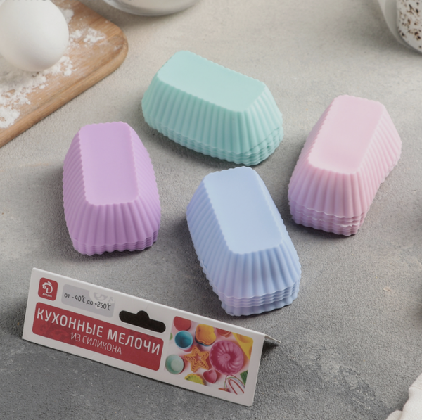 Набор форм для выпечки силиконовых Доляна «Риб. Прямоугольник», 6×4 см, 6 шт