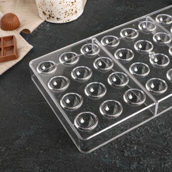 Форма поликарбонатная Полусфера 28×14 см, 36 ячеек, ячейка 2×1 см