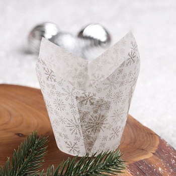Капсула бумажная "Тюльпан", снежинки, 5 х 8 см