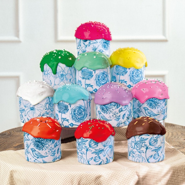 Форма бумажная для кулича на 200 гр Фарфор, d90xh90 мм